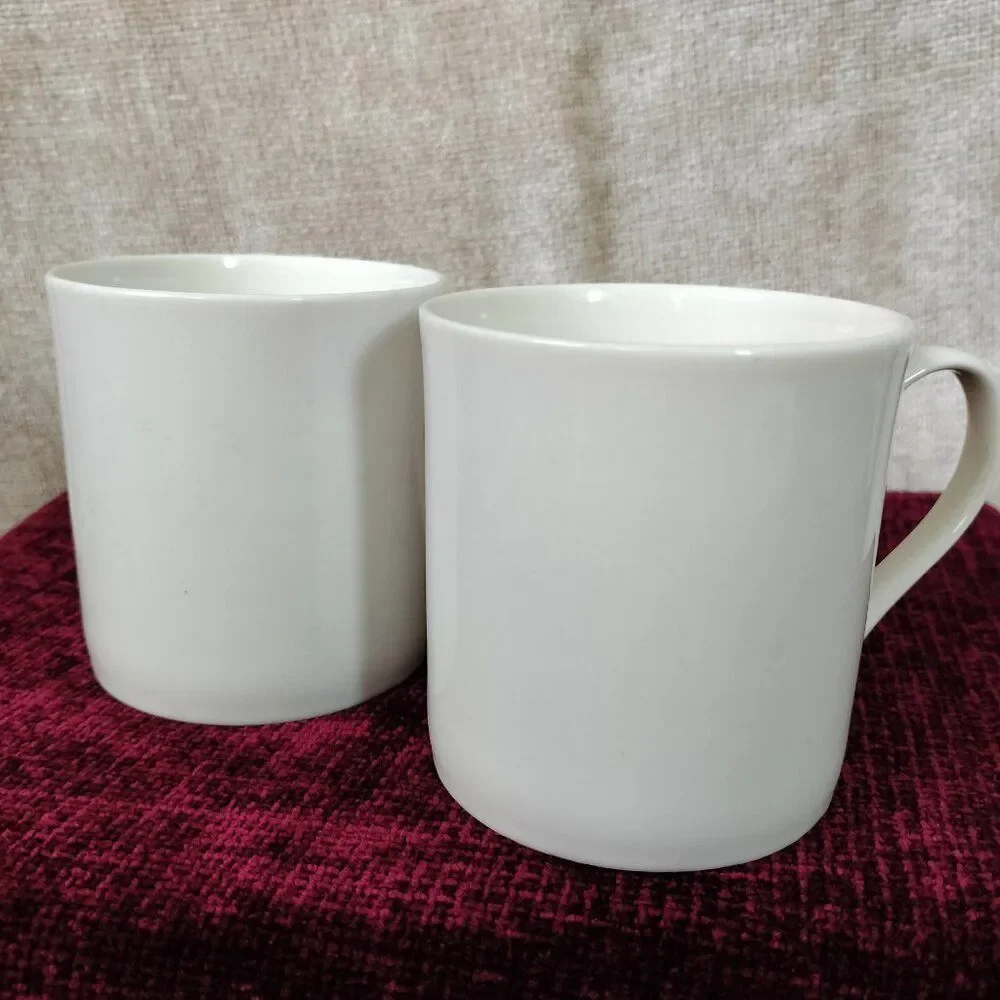 Set of 2 Pier 1 Imports White Porcelain Coffee Mugs New Essential Classic